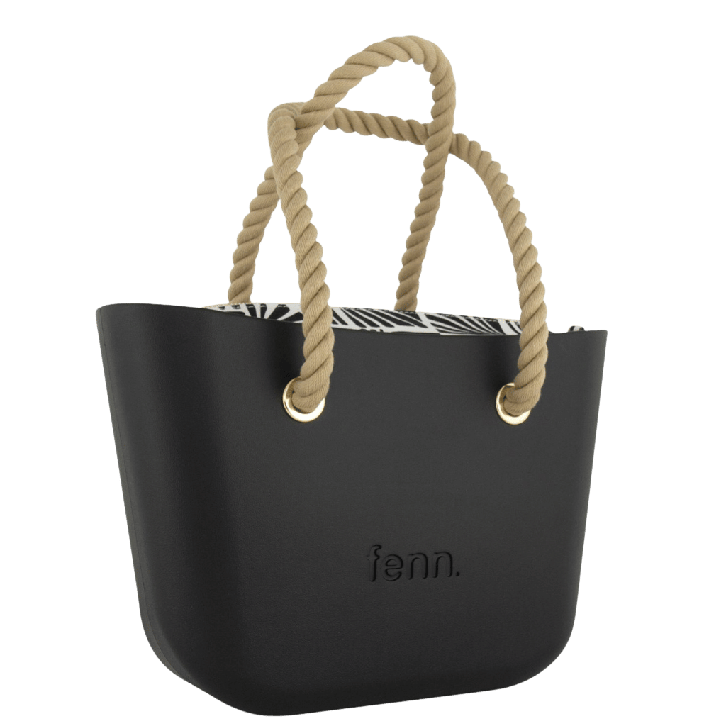 Fenn Petite 9384 Black rope handles printed inner front3qrtr primary
