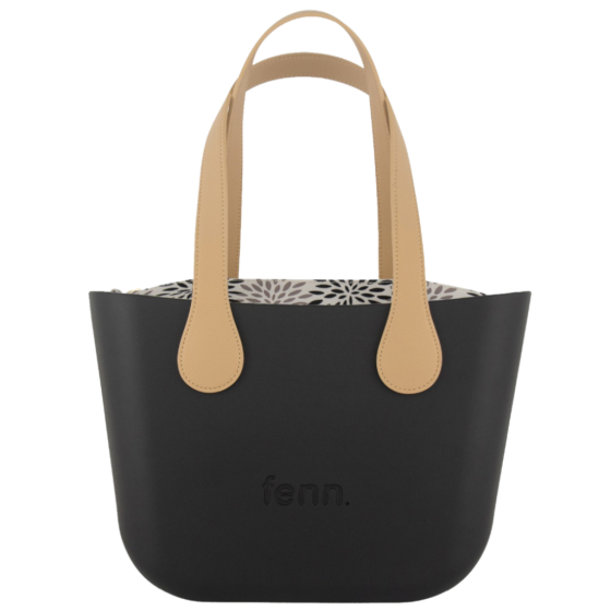 Fenn Petite 9454 Black Tan Flat handle printed inner front