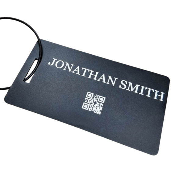 Personalised Luggage tag laser etched black name