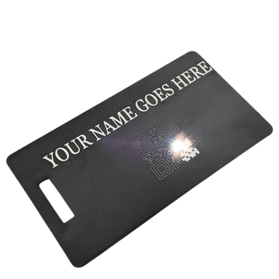 Personalised Luggage tag laser etched black production