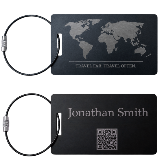 Personalised Luggage tag laser etched display
