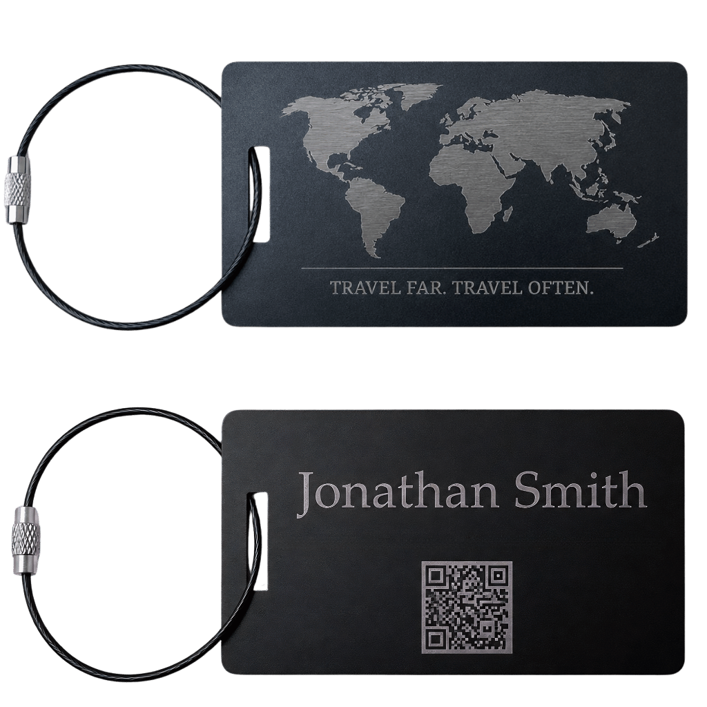 Personalised Luggage tag laser etched display