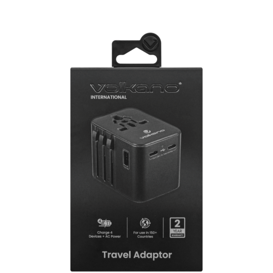 Volkano VK 8016 BK[V2] 2 USB Multi plug adaptor black package primary