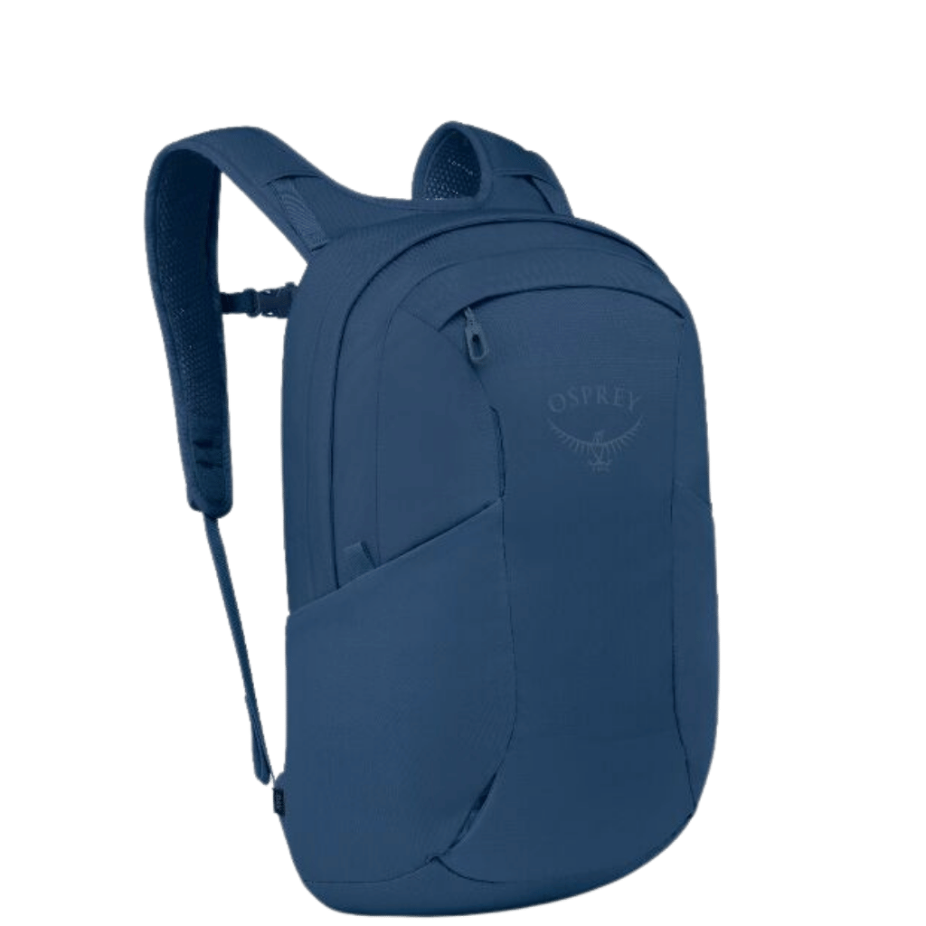 Osprey Farpoint Fairview TRavel daypack blue front3qrtr primary