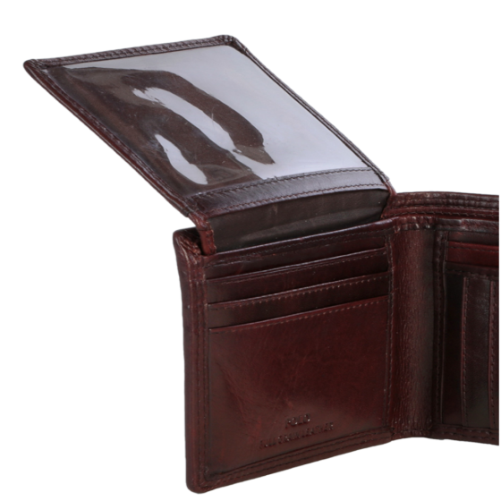 Polo Kenya Leather PO45054 Coin Wallet with Top flap brown interior flap