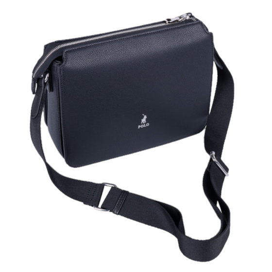 Polo Lyon POS43122 Crossbody Sling Black front3qrtr with sling