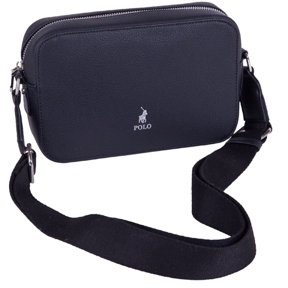 Polo Lyon POS43124 Camera Sling Bag Black front with strap