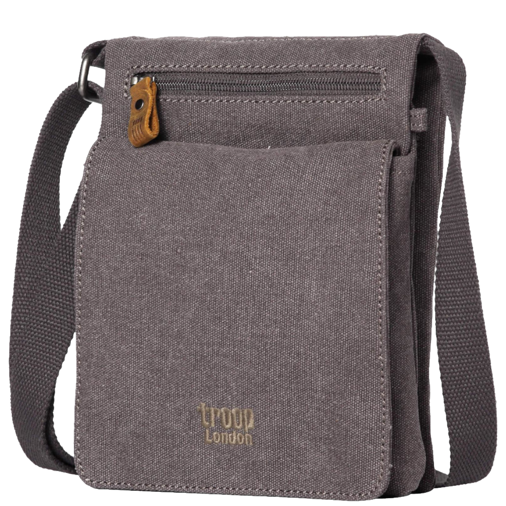 Troop of London TRP0243 Crossbody with Organiser charcoal front3qrtr