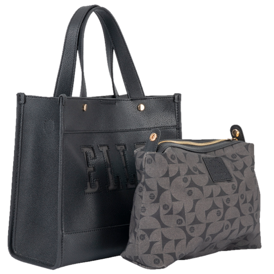 ELLE Cut Out EL10607 Small Shopper Black front with inner