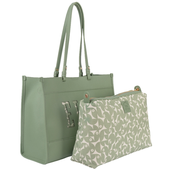 ELLE Cut Out EL10610 Tote Green front with inner