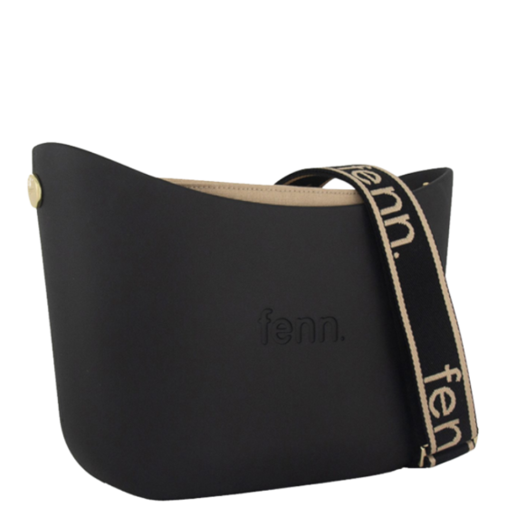 Fenn Messenger 024 001 Black printed handle beige inner front3qrtr