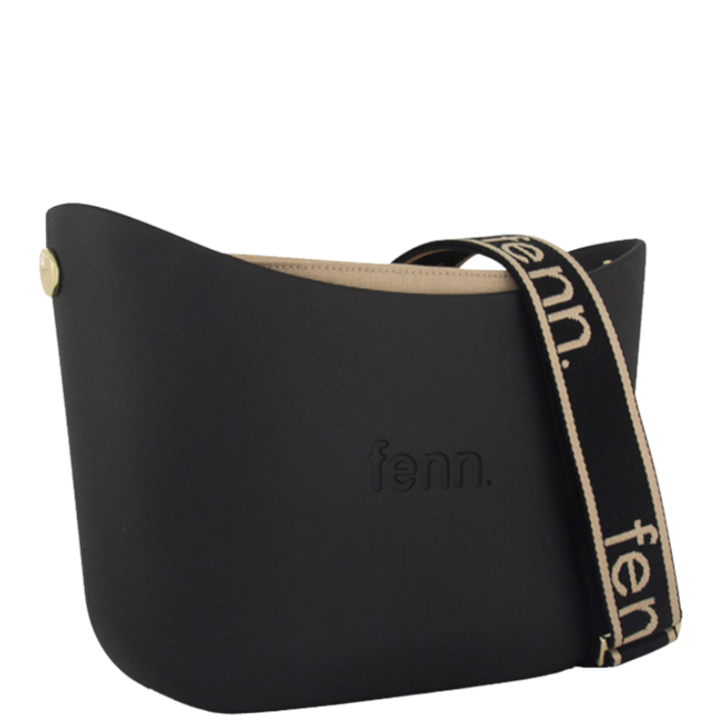 Fenn Messenger 024 001 Black printed handle beige inner front3qrtr