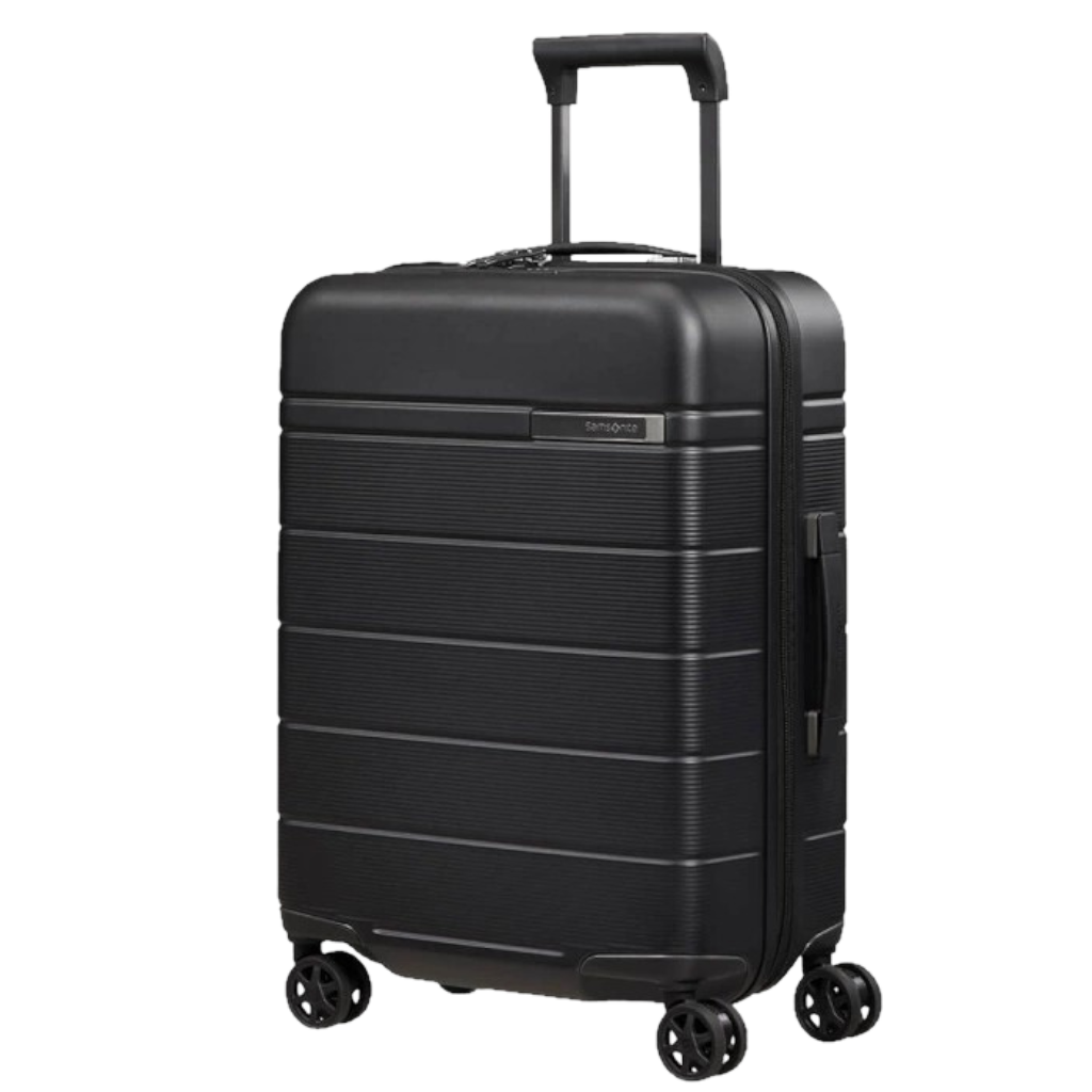 Samsonite Neopod Spinner 55cm EXP Slide Out black front3qrtr