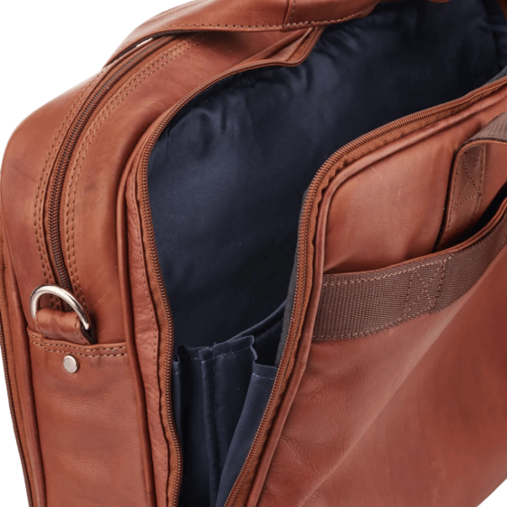 Tuscany Enzo 15 inch laptop briefcase leather brown interior2 png