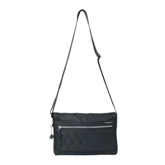 Hedgren Inner City Medium Eye Quilted Black Shoulder Bag Hic176m Front Handle Up