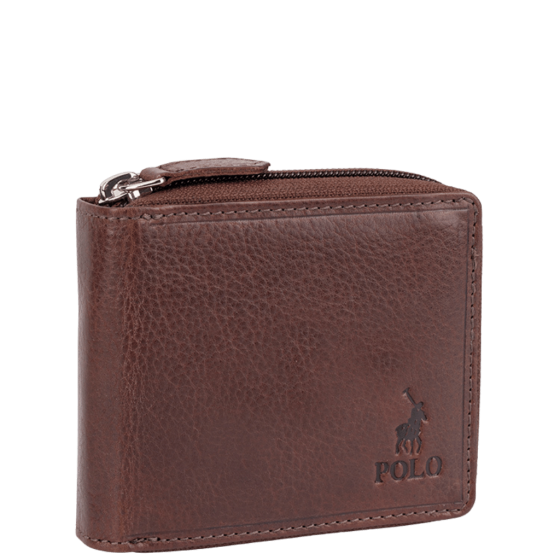 Polo Chobe POS59926 Leather zip aroud wallet brown front3qrtr png