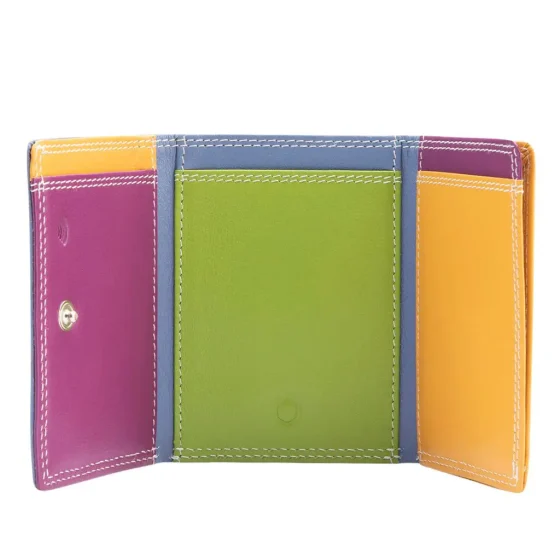 Jekylland Hide Caribbean Leather Trifold Purse 3624 Blue Yellow Interior