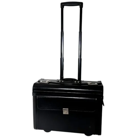 Gino de Vinci LM2179 Leather Pilot Case Black front handle up jpg
