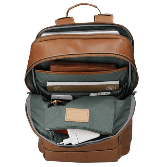 Jekyll and Hide 3669 Montanna leather 15 inch backpack tan interior2 png