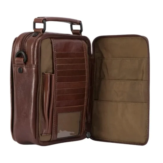 Brando 3350 Winchester Brown Gents Bag Front Open jpg