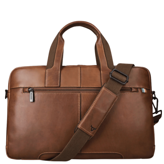 Brando James 1007 Leather 15 inch laptop briefcase brown rear png
