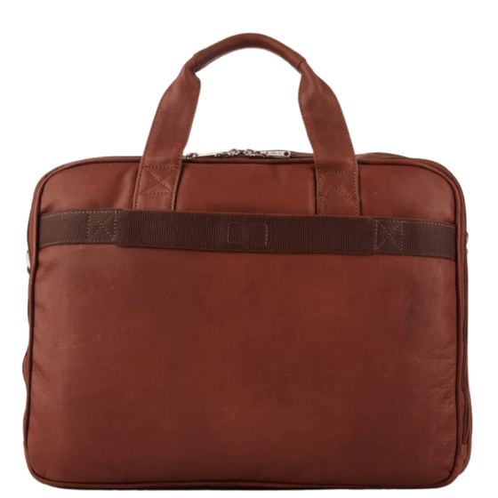 Tuscany Enzo 15 inch laptop briefcase leather brown rear png