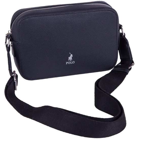 Polo Lyon POS43124 Camera Sling Bag Black front with strap