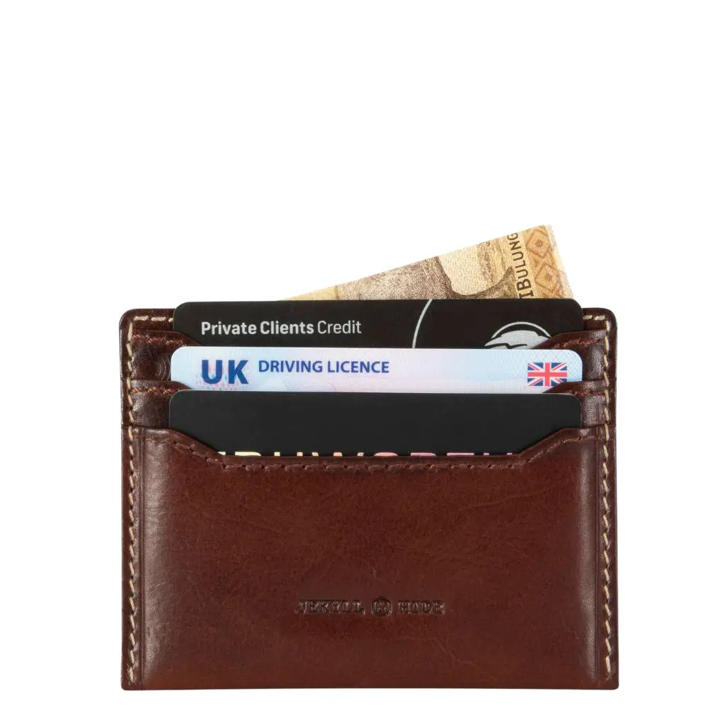 Jekyll and Hide Moccha leather 3628 Slim credit card wallet brown front jpg