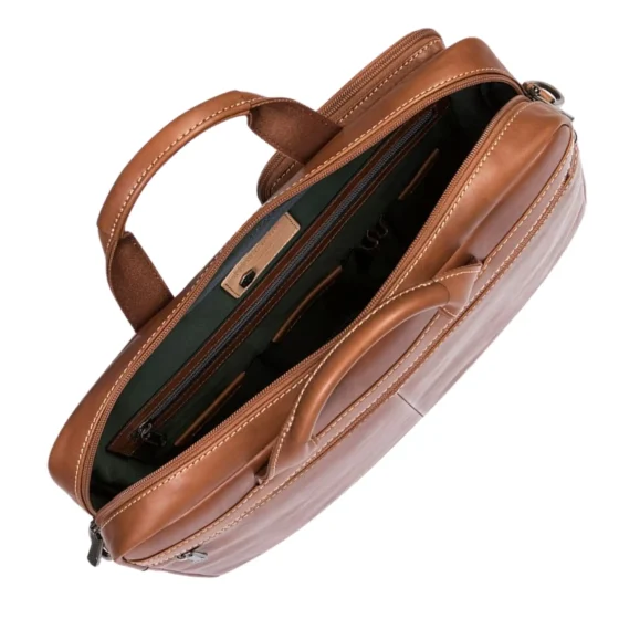 Jekyll Hide 3661 Montana Colt Clay Tan Leather Laptop Business briefcase open jpg