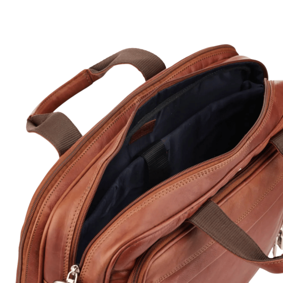 Tuscany Enzo 15 inch laptop briefcase leather brown interior png