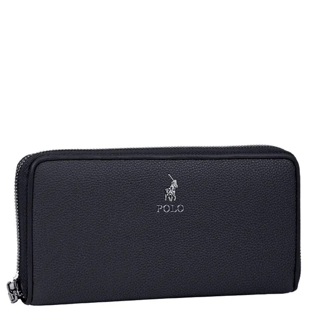 Polo Lyon Zip around Purse Black POS43146 front3qrtr jpg