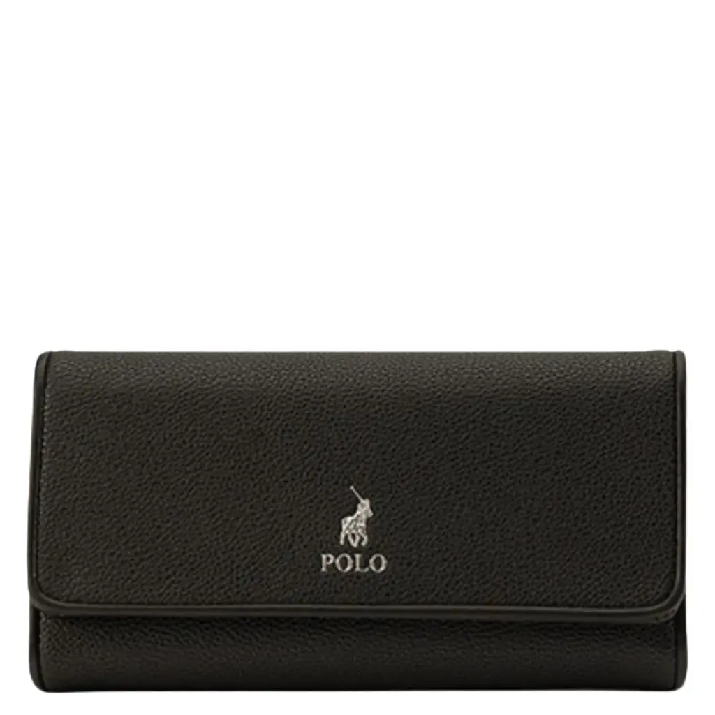 Polo Lyon Trifold Purse POS43140 black front jpg