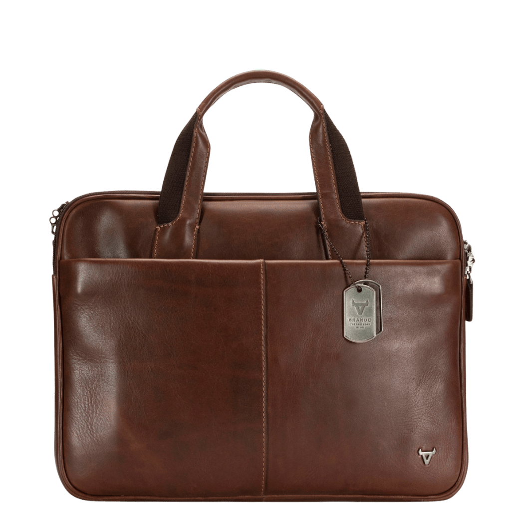 Brando Brosnan 1003 Leather slimline13 inch business brief brown front png