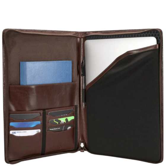 Jekyll and Hide Oxford Mocha leather 1325 A4 folder brown interior2 png