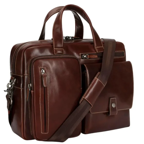 Jekyll and hide Oxford Leather laptop bag moccha brown front3qrtr jpg