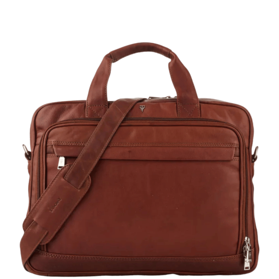Tuscany Enzo 15 inch laptop briefcase leather brown front png