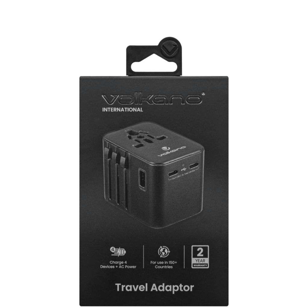 Volkano VK 8016 BK[V2] 2 USB Multi plug adaptor black package primary