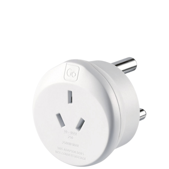 DEsign Go Travel Adaptor AUS CHINA SA 563 white front3qrtr transp