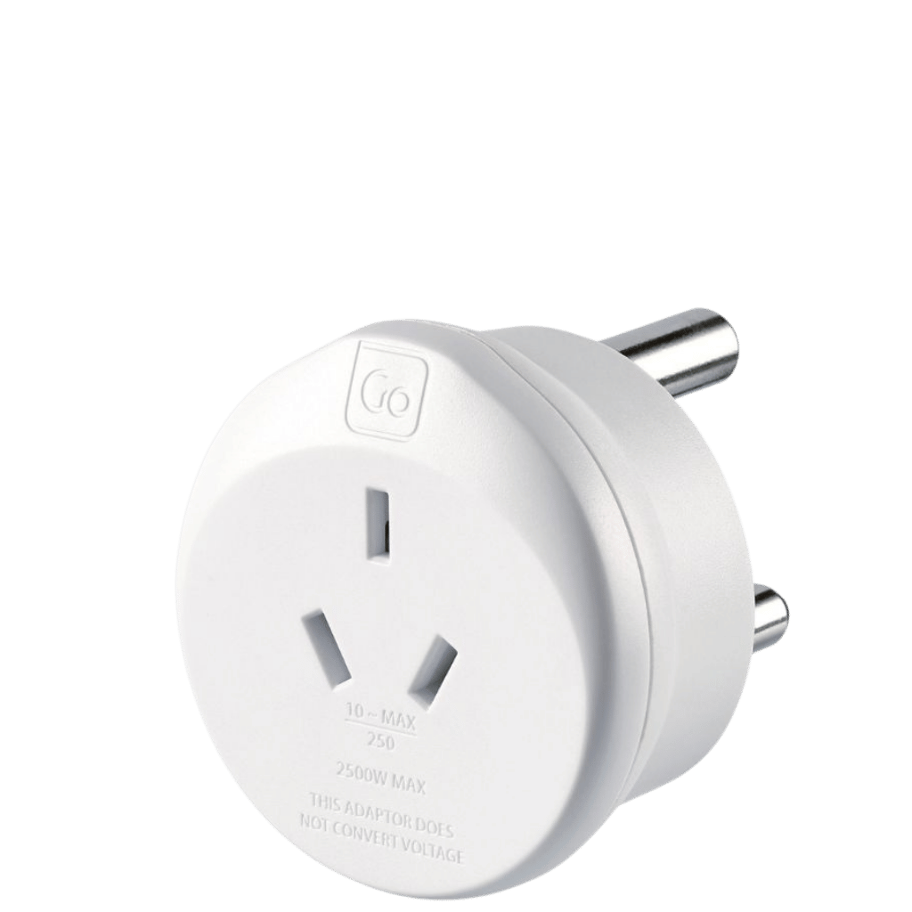 DEsign Go Travel Adaptor AUS CHINA SA 563 white front3qrtr transp