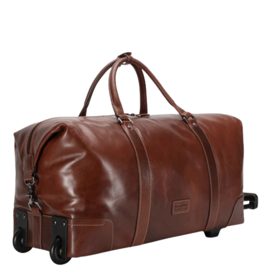 Jekyll and Hide 3690 Oxford Leather trolley duffle mocha brown rear3qrtr png