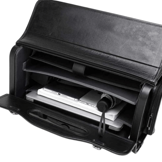 Tosca Leather 2 wheel pilot case black 622 75 interior png