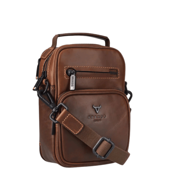 Brando James 3353 Leather crossbody brown front3qrtr png