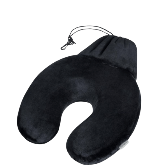 Samsonite Global Ta memory foam pillow and pouch black front3qrtr primary transparent