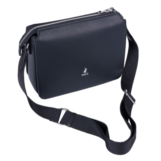 Polo Lyon POS43122 Crossbody Sling Black front3qrtr with sling