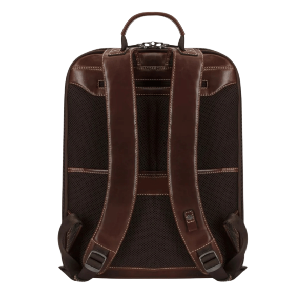 Jekyll and Hide Oxford mocha leather dbl compartment laptop backpack brown rear png